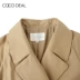 COCO DEAL Phụ nữ Nhật Bản màu rắn khí chất ve áo ren lên áo khoác dài áo gió 38119149 - Trench Coat