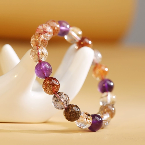 Натуральный браслет из кварца, бусины с аметистом, браслет из бусин