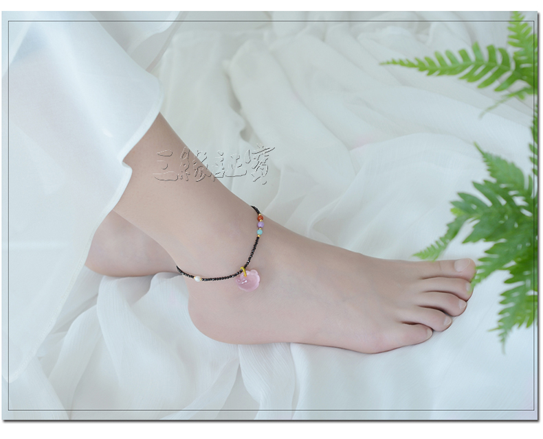 Garnet vòng chân phụ nữ đa dạng của spinel đen Nam đỏ bột pha lê mơ ước vòng chân lừa lừa bạn gái giao hàng lắc chân bạc pnj