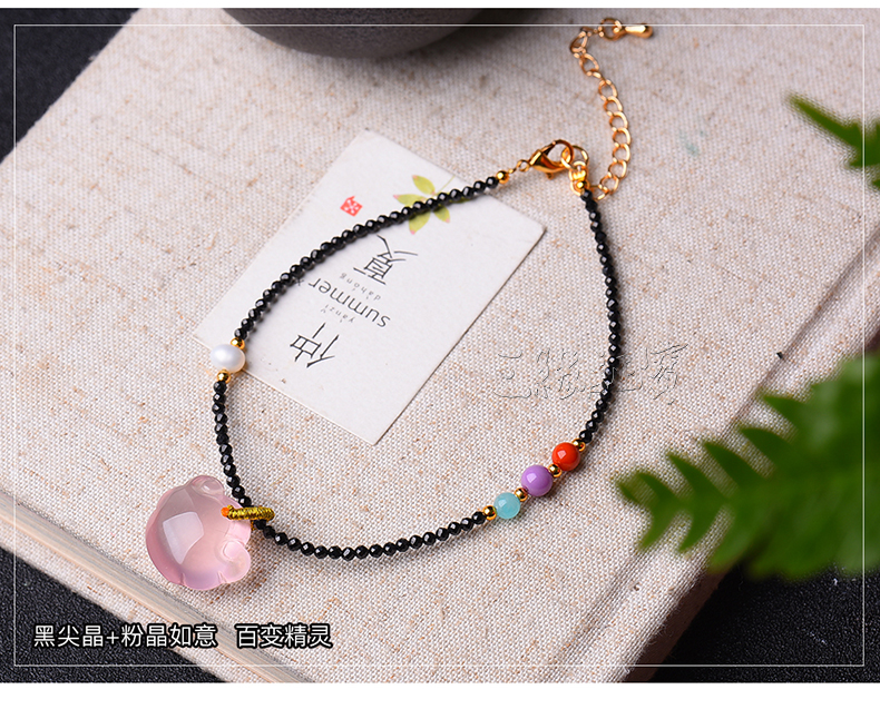 Garnet vòng chân phụ nữ đa dạng của spinel đen Nam đỏ bột pha lê mơ ước vòng chân lừa lừa bạn gái giao hàng lắc chân bạc pnj