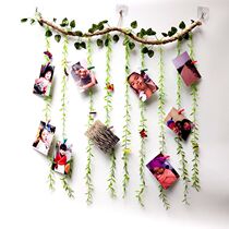 Self-adhesive creative hemp rope simulated tree rattan wall scenery hanging photo photo wall living room punch-free wall decoration