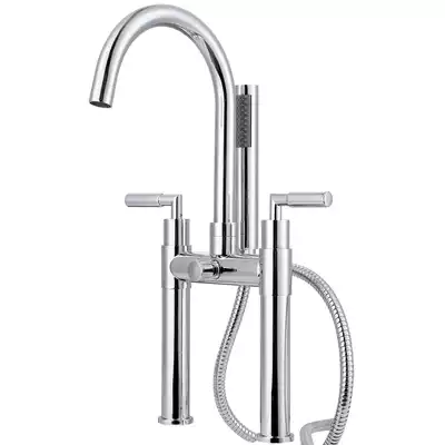 Bath faucet all copper cylinder side seat vertical stand on the hot and cold water bathroom bath basin shower high faucet Silver