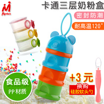 Baby milk powder box Baby convenient out-of-home milk powder grid storage box Auxiliary food snacks sealed box Three-layer large capacity