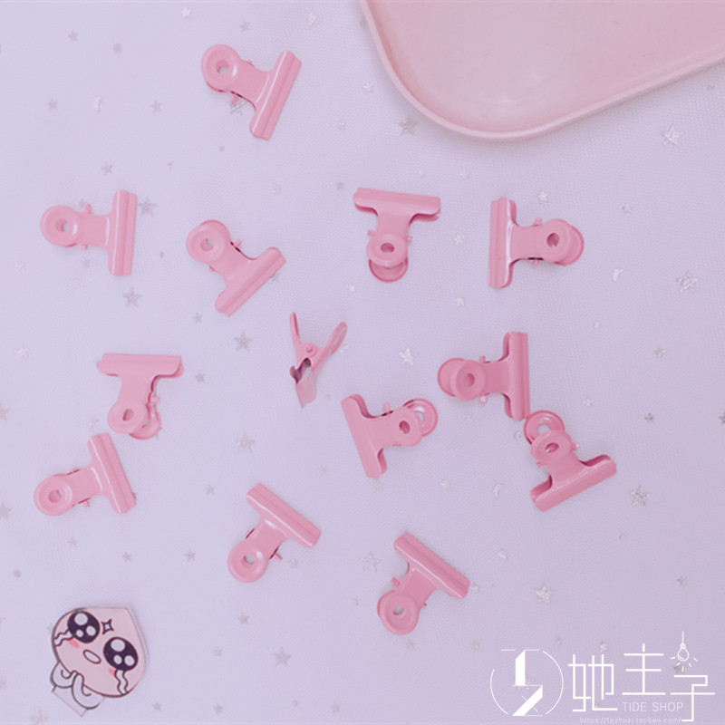 (Her master)Light pink candy color snack sealing clip Pink girl heart craft small clip long tail clip