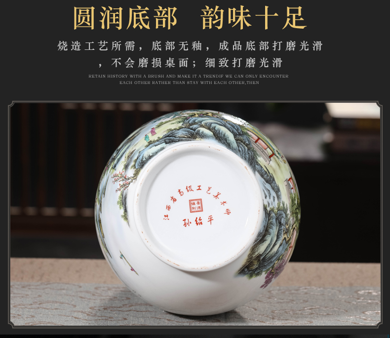 Jingdezhen landscape gulp keep lucky bamboo ceramic vase furnishing articles flower arranging rich ancient frame sitting room adornment egg - shell China