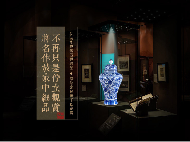 General household of Chinese style classical hand made blue and white porcelain vase antique porcelain pot of jingdezhen ceramics handicraft furnishing articles