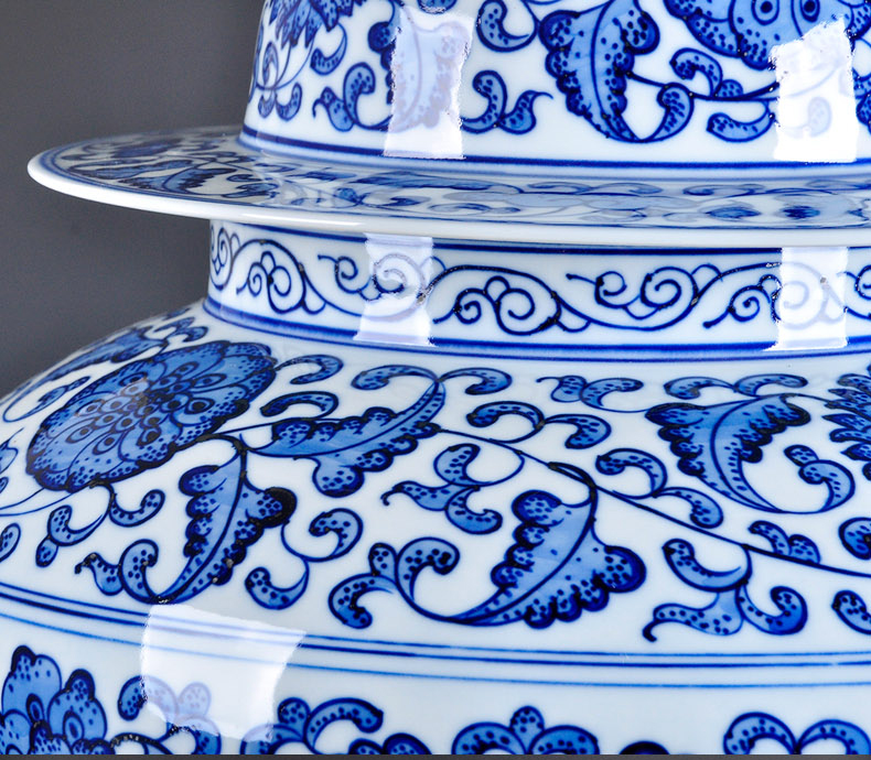 General household of Chinese style classical hand made blue and white porcelain vase antique porcelain pot of jingdezhen ceramics handicraft furnishing articles