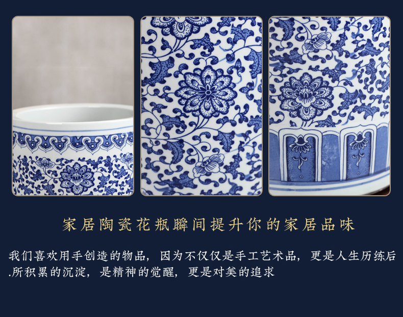 Jingdezhen ceramic quiver and calligraphy scrolls cylinder receive calligraphy painting cylinder study large blue and white porcelain vases, fall to the ground