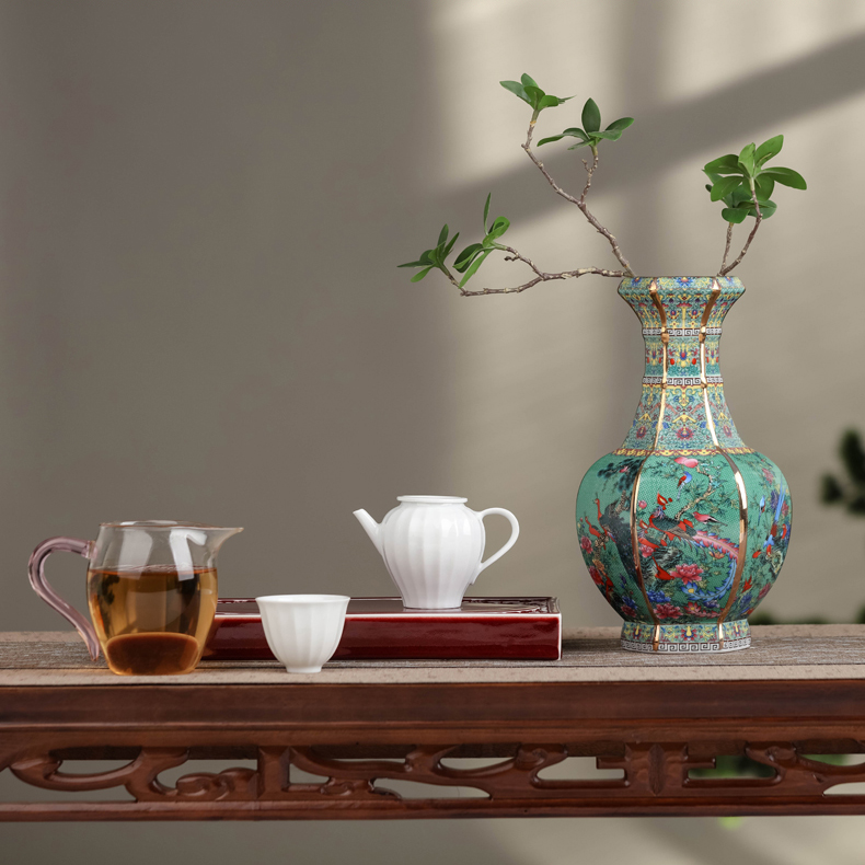 Jingdezhen ceramic vase porch place archaize up with colored enamel porcelain antique collection square old items