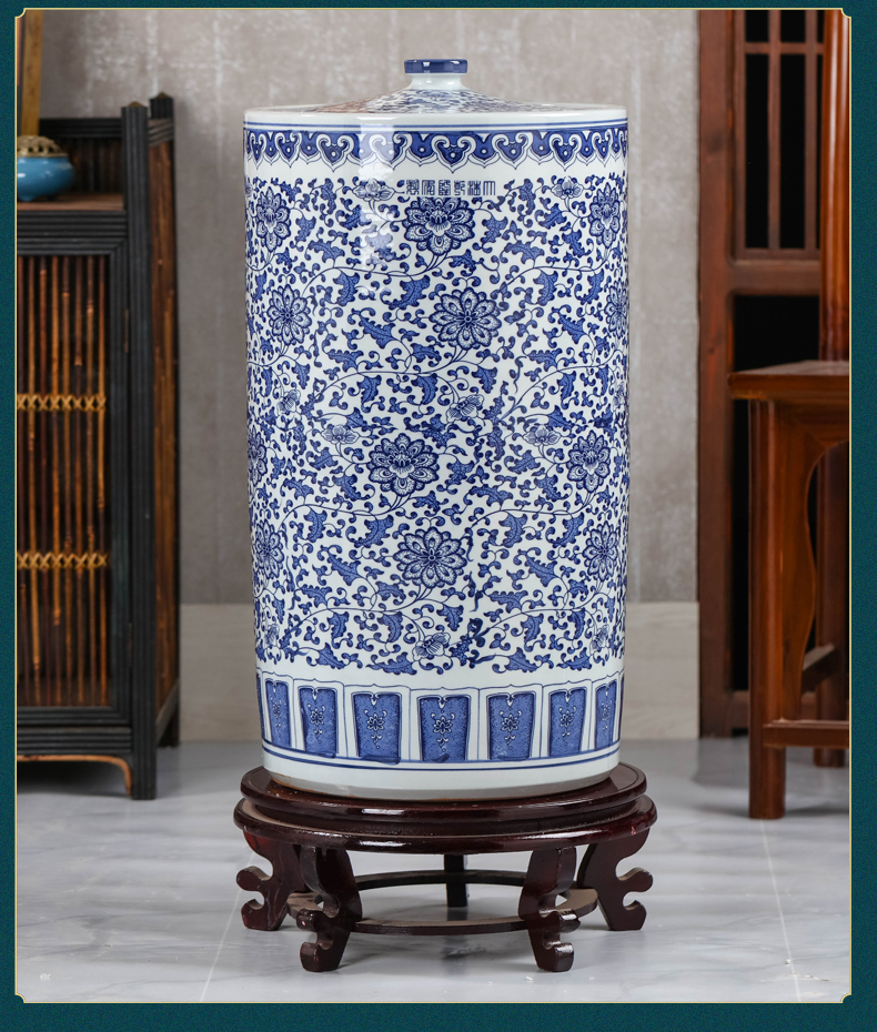 Archaize oversized pu - erh tea canister to jingdezhen ceramic pot tea cake receive straight seal storage tanks