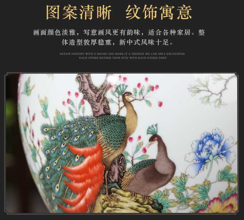 Archaize peacock ceramic vase furnishing articles living room flower arranging Chinese TV ark, rich ancient frame decorative porcelain decoration