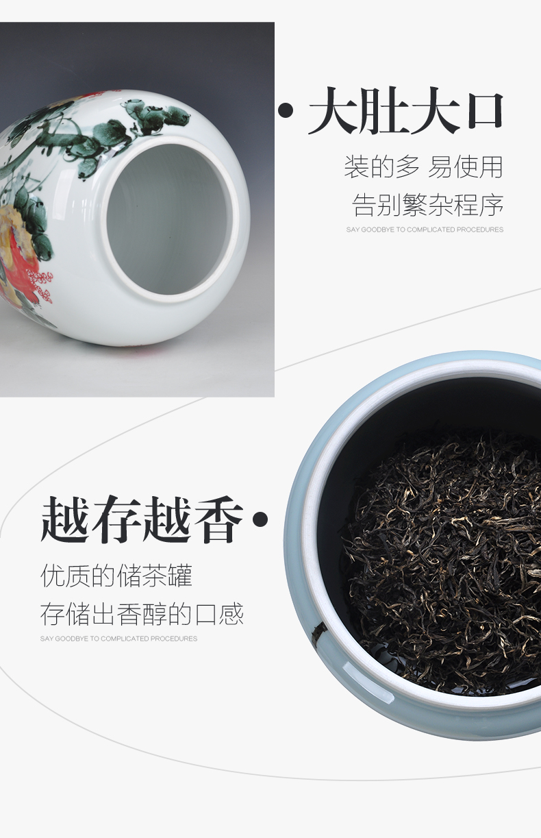 Hand draw 5 jins of bucket of jingdezhen ceramic tea caddy fixings store receives the big yards receive large pu 'er tea loose tea awake