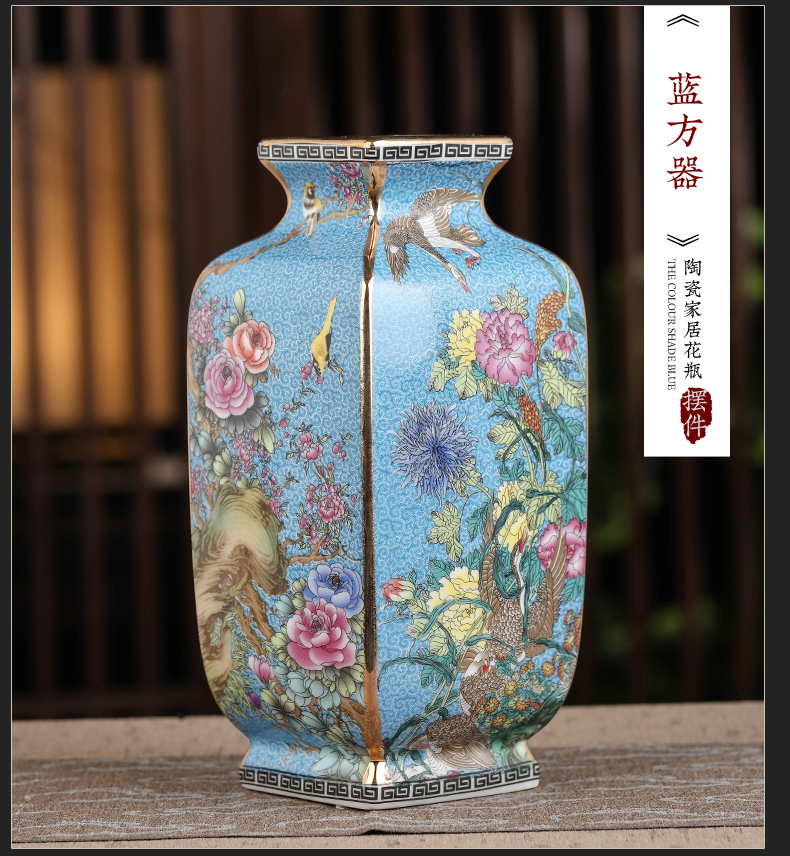 Jingdezhen ceramic vase porch place archaize up with colored enamel porcelain antique collection square old items