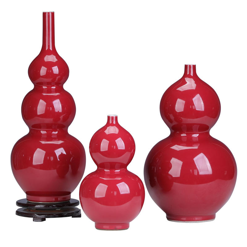 Home porch gourd furnishing articles offering red jingdezhen ceramics handicraft town house large version into gift sitting room