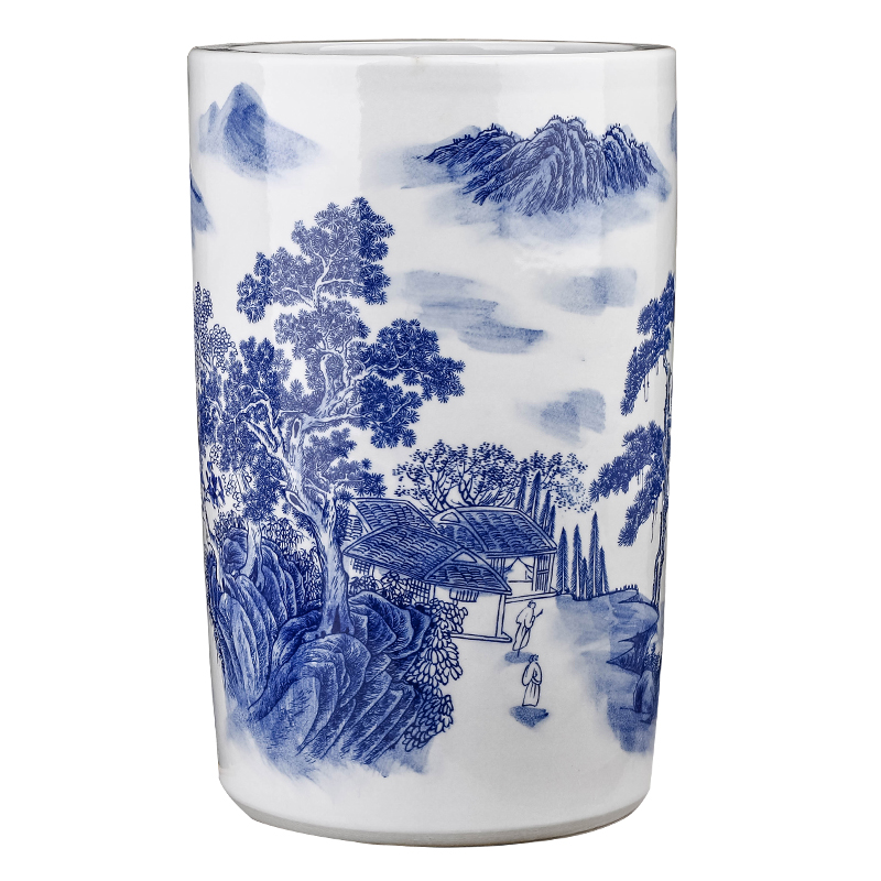 Jingdezhen porcelain and ceramic painting and calligraphy cylinder quiver sitting room adornment furnishing articles study calligraphy and painting scroll cylinder receive a barrel