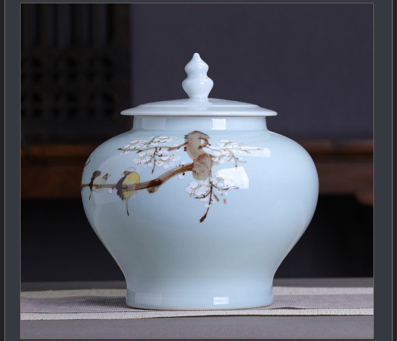 Ceramic large 2 jins with caddy fixings seal pot Chinese style household pu 'er tea storage tanks receives moistureproof