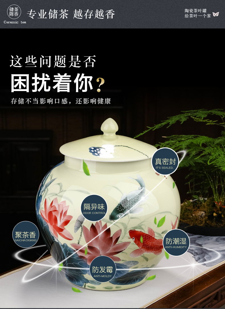 Jingdezhen ceramics hand - made of lotus pond was fragrant tea as cans ceramic large bulk with cover white tea POTS