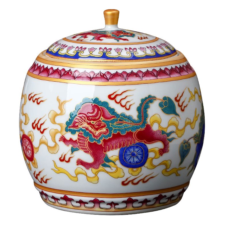 Jingdezhen enamel color restoring ancient ways caddy fixings ceramic small household storage tanks seal pot black tea pu - erh tea POTS