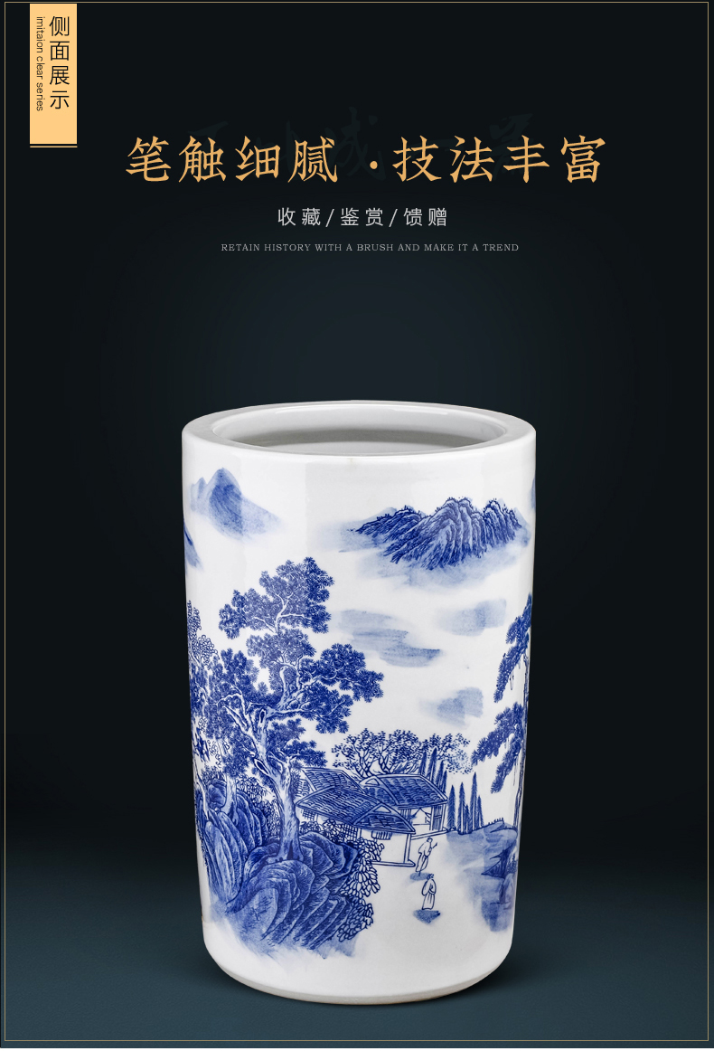 Jingdezhen porcelain and ceramic painting and calligraphy cylinder quiver sitting room adornment furnishing articles study calligraphy and painting scroll cylinder receive a barrel