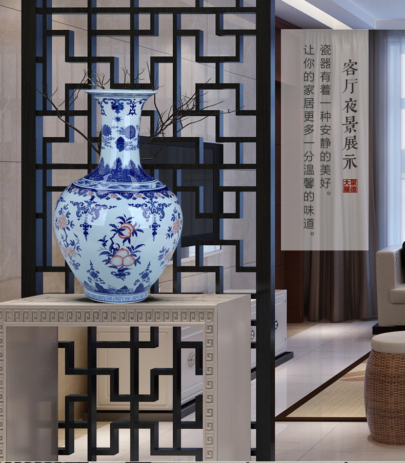 Classical porcelain of jingdezhen ceramic large blue and white porcelain vase 4050 cm high archaize furnishing articles sitting room of Chinese style style