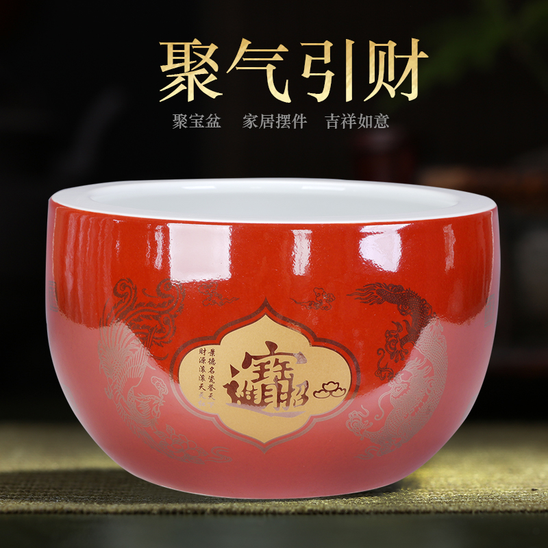 Jingdezhen ceramic marriage red cornucopia save cylinder porcelain furnishing articles lucky handicrafts and household large living room
