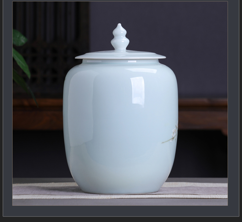 Chinese style tea pot ceramic furnishing articles with cover seal pot moistureproof large capacity domestic large loose tea storage tanks