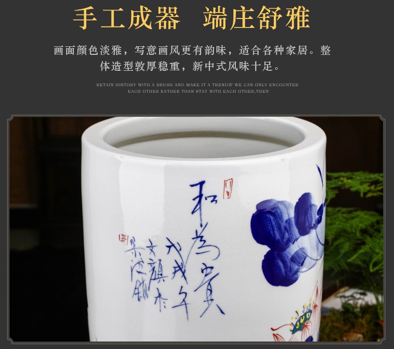 Put rice paper painting and calligraphy calligraphy and painting to receive tube scroll cylinder hand - made jingdezhen blue and white porcelain ceramic vases, furnishing articles of Chinese style