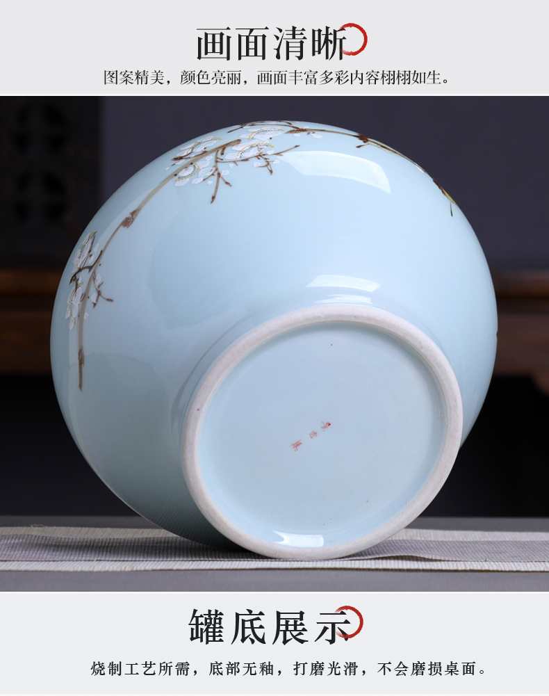 Ceramic large 2 jins with caddy fixings seal pot Chinese style household pu 'er tea storage tanks receives moistureproof