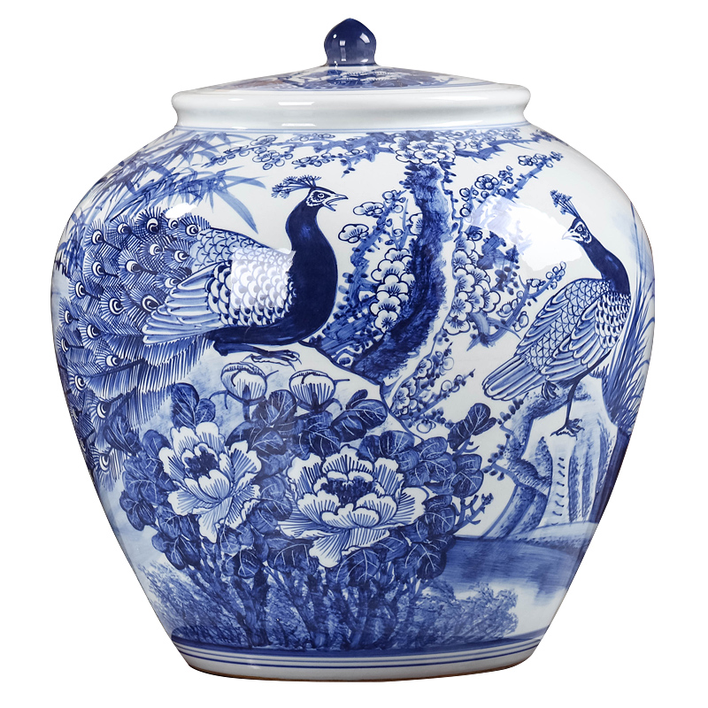 Jingdezhen blue and white porcelain tea pot size 40 heavy bread ceramic pot 10 jins puer tea pot of large capacity giant
