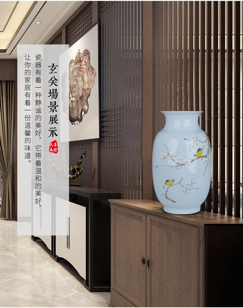 Jingdezhen ceramics hand - made vases, modern Chinese style home decoration creative flower arranging furnishing articles large living room