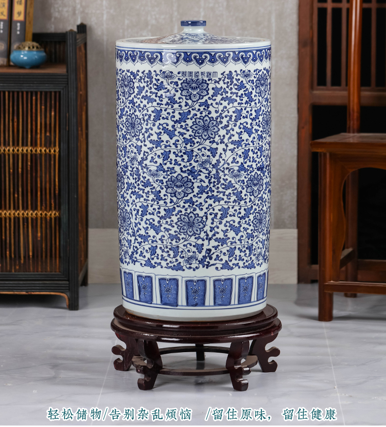 Archaize oversized pu - erh tea canister to jingdezhen ceramic pot tea cake receive straight seal storage tanks