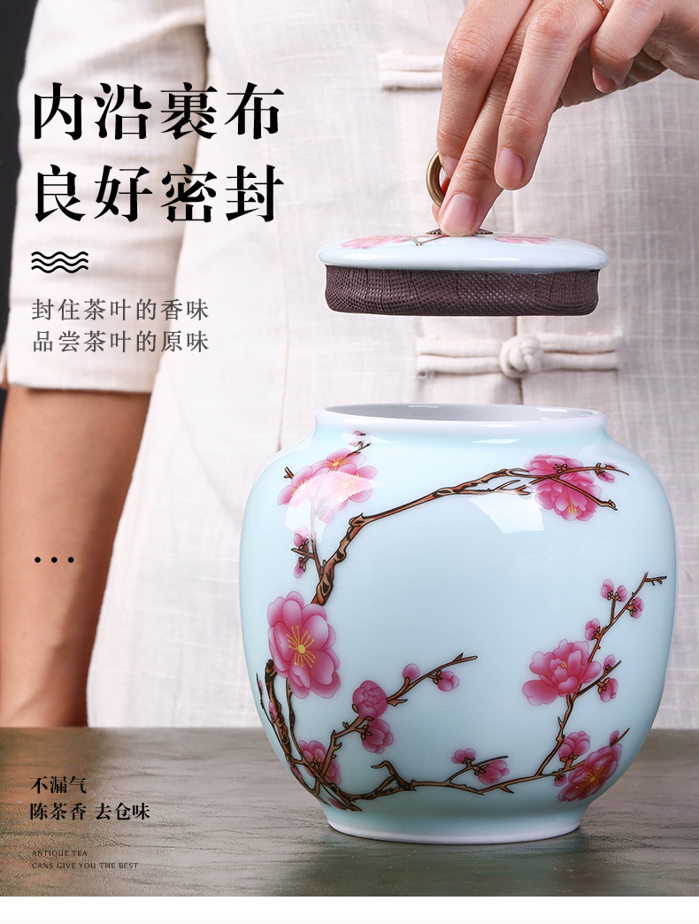 Exhibition of jingdezhen ceramics pu 'er tea tea pot of tea urn storage storehouse boxes large name plum tea caddy fixings