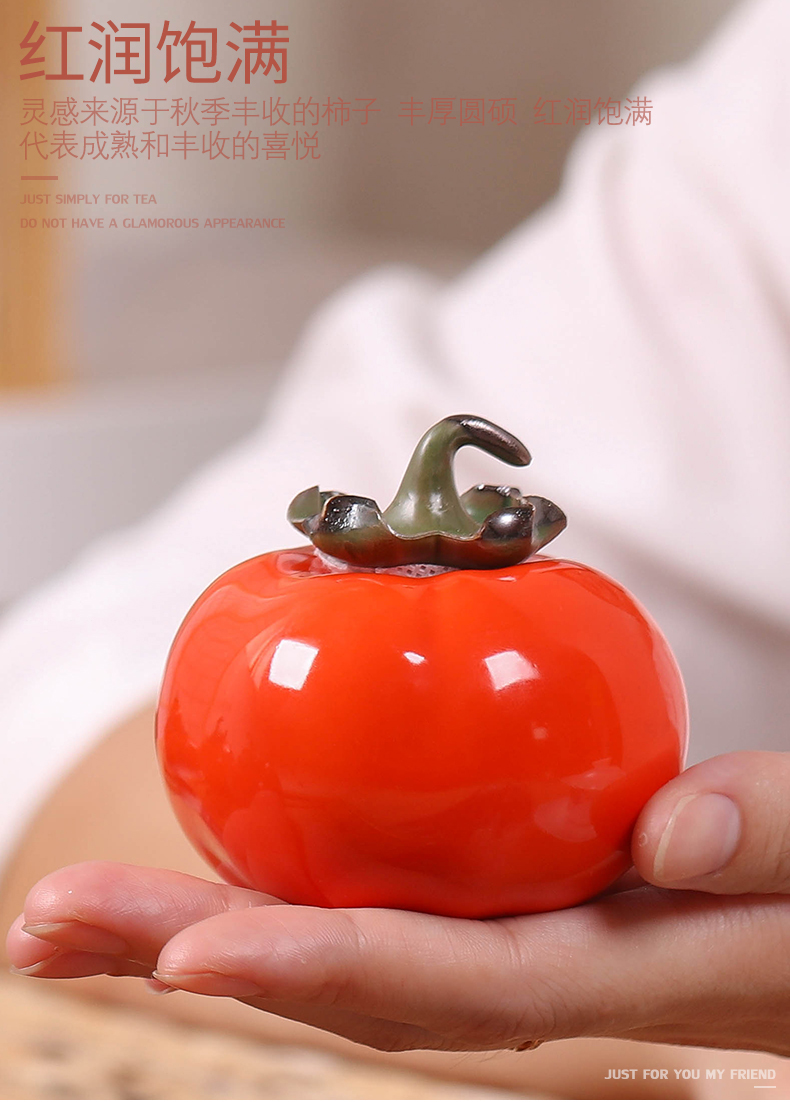 Small persimmon tea as cans ceramic household seal POTS mini portable memory storage POTS creative furnishing articles receive tank