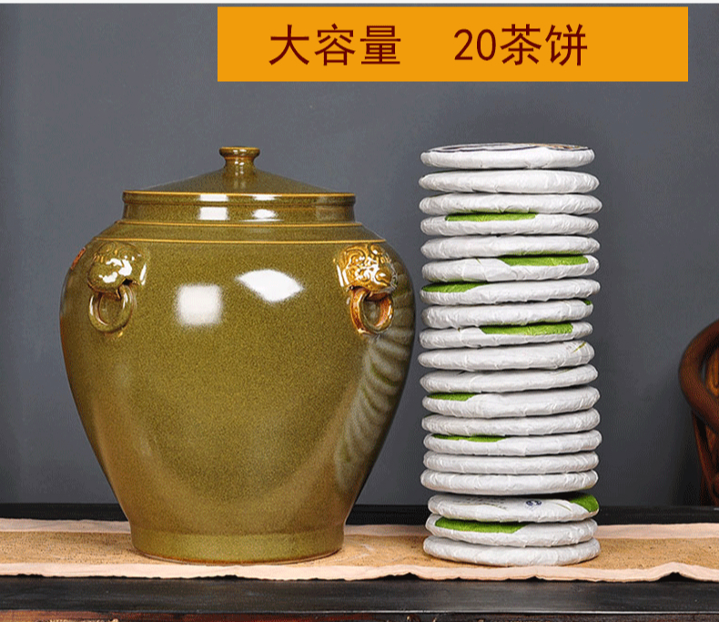 Jingdezhen ceramic tea pot size seven loaves puer tea manual sealing cylinder wake receives moistureproof tea furnishing articles