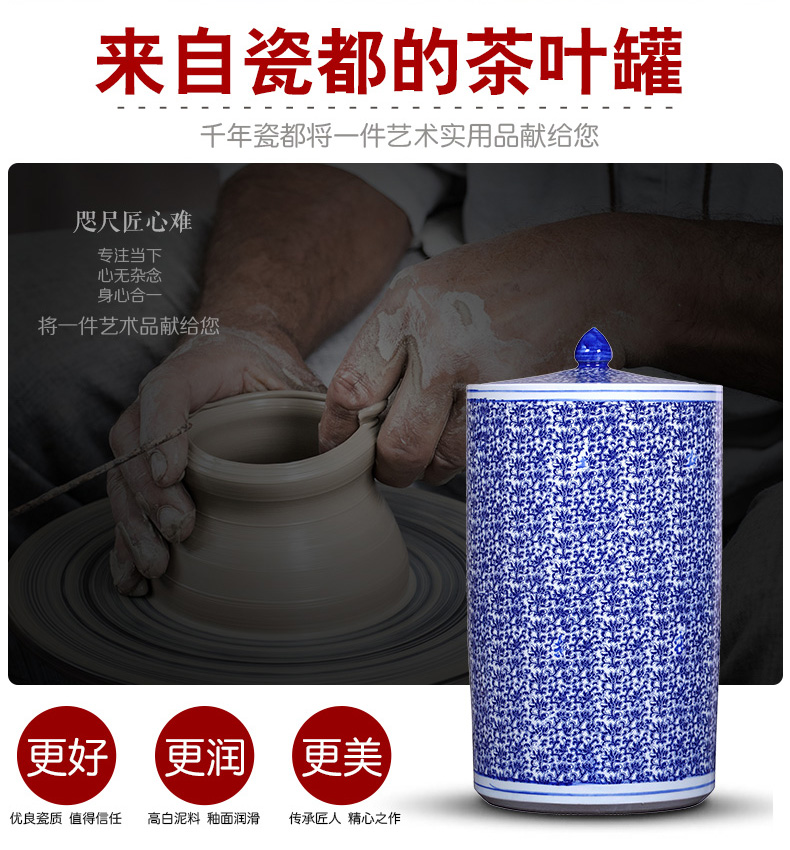 Large tea canister ceramic tea urn storage pu - erh tea and tea bucket seal tea boxes, tea set 6 kg powder POTS