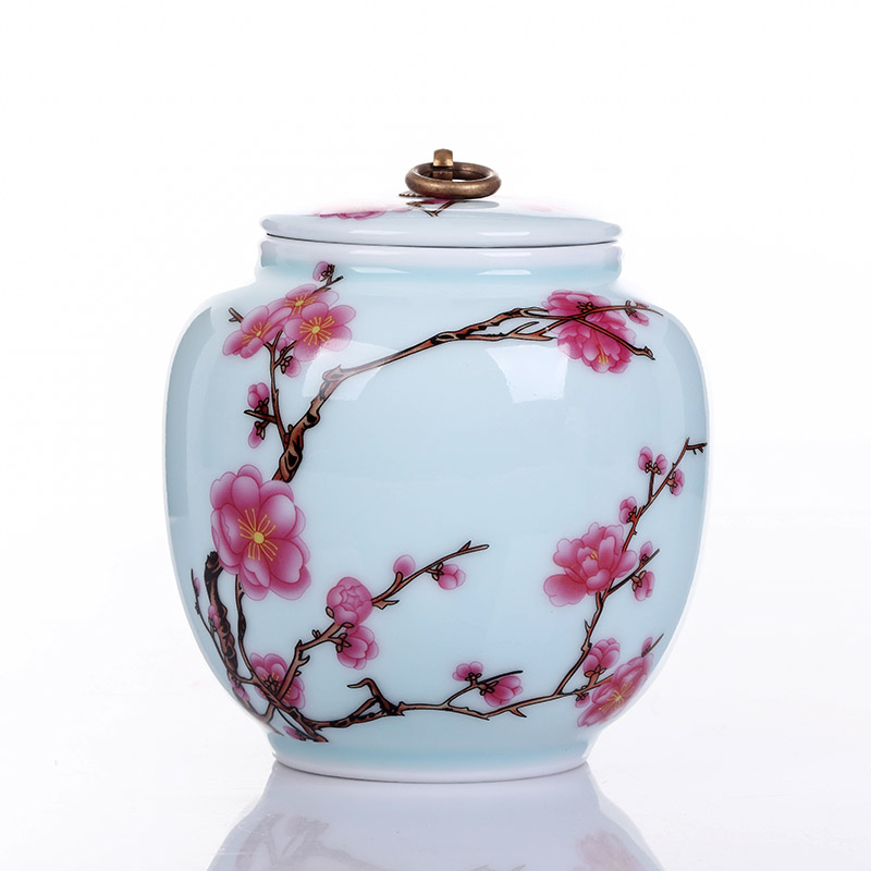 Exhibition of jingdezhen ceramics pu 'er tea tea pot of tea urn storage storehouse boxes large name plum tea caddy fixings