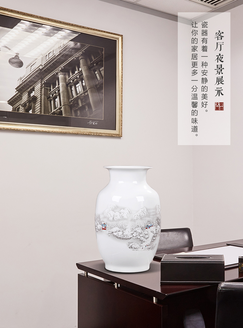 Large white vase furnishing articles wine accessories lucky bamboo vase water raise contracted flower arranging, jingdezhen ceramics