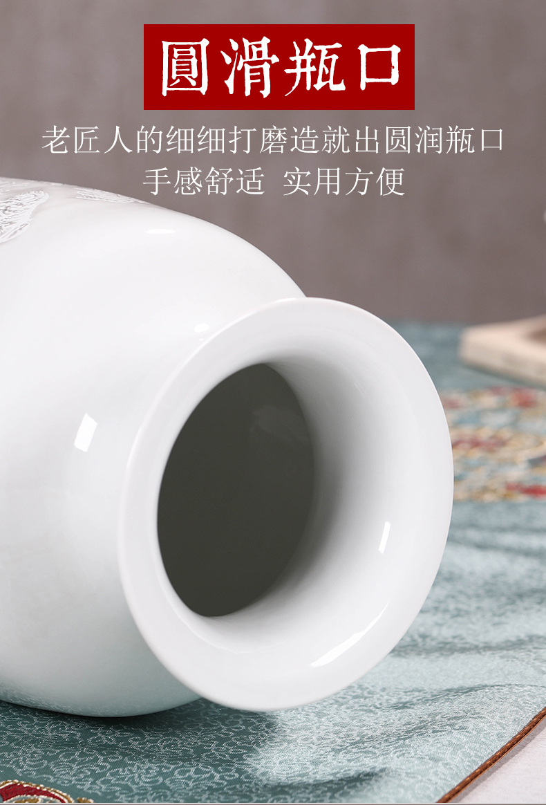 Large white vase furnishing articles wine accessories lucky bamboo vase water raise contracted flower arranging, jingdezhen ceramics