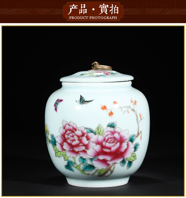 Jingdezhen ceramic large tea caddy fixings box of bulk tea tins POTS sealed as cans of pu - erh tea storage tanks