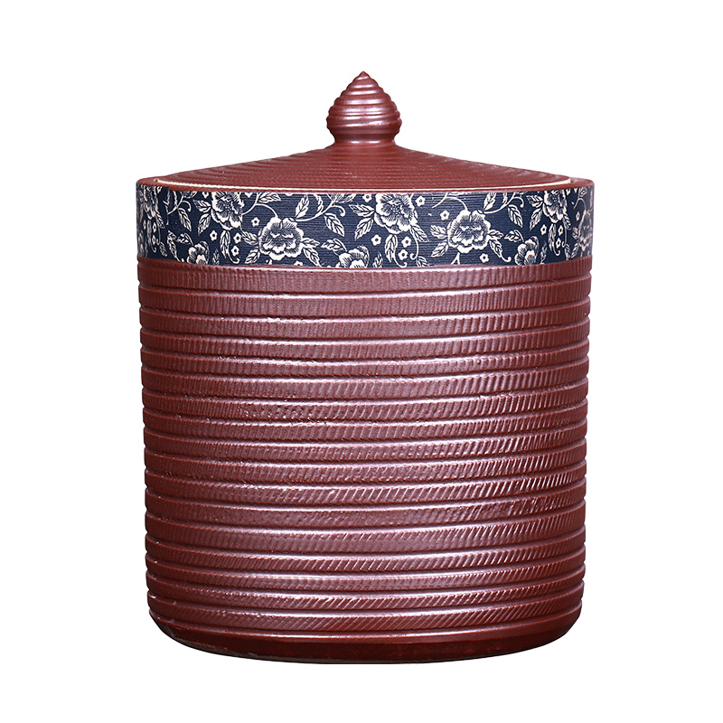 Coarse pottery retro bread seven pu 'er tea box wake receives stored sealed as cans of jingdezhen ceramic household storage tank