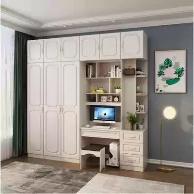 Modern simple one-piece desk cabinet with wardrobe combination bedroom children's learning table student desk customized