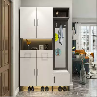 Modern simple shoe cabinet large capacity storage cabinet home porch cabinet with shoe change stool integrated Hall Hall locker combination