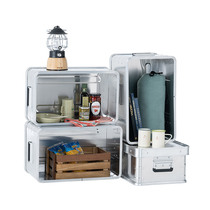 Japan LOGOS Outdoor Camping Aluminum Case Camping Picnic Barbecue Portable Deep Brown Containing Box Wild Solid Wood Spot