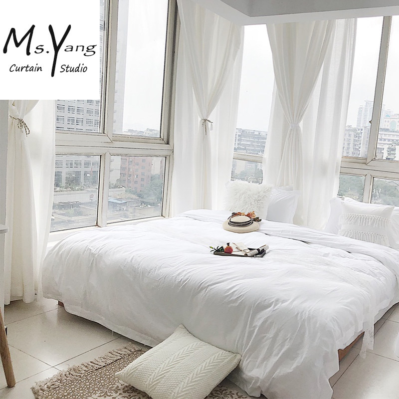 Yarn curtains modern thickened curtains shining opaque living room shading balcony pure ice wire yarn