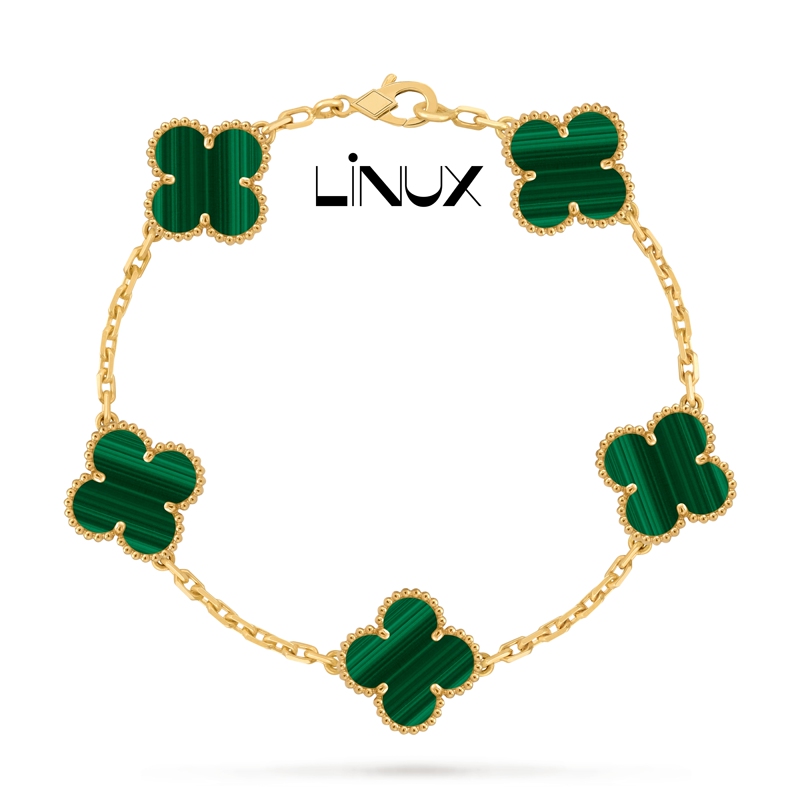 Green Malachite V Gold Thick-Plated 18K Gold High-Quality Bracelet for Men, Linux Four-Leaf Clover Bracelet, Women's Accessory Green Malachite V Gold Thick-Plated 18K Gold High-Quality Bracelet for Men, Linux Four-Leaf Clover Bracelet, Women's Accessory
