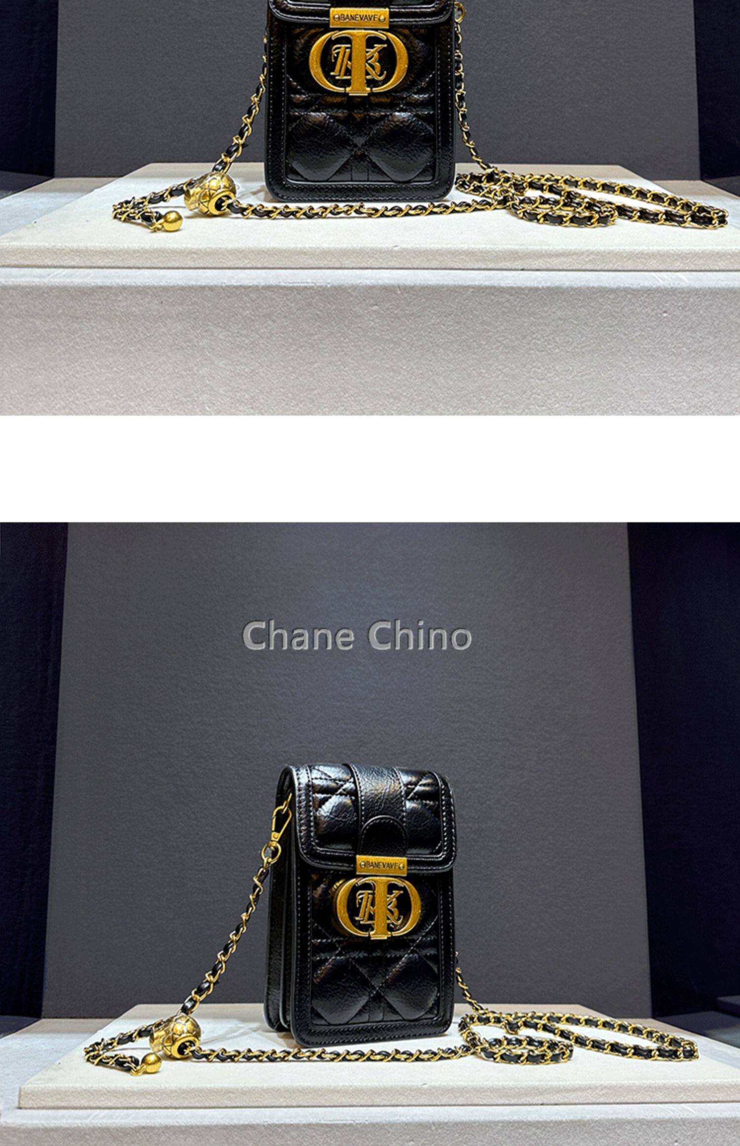 сумка 香港正品2024新款轻奢真皮菱格链条斜挎手机包包单肩迷你小包女包