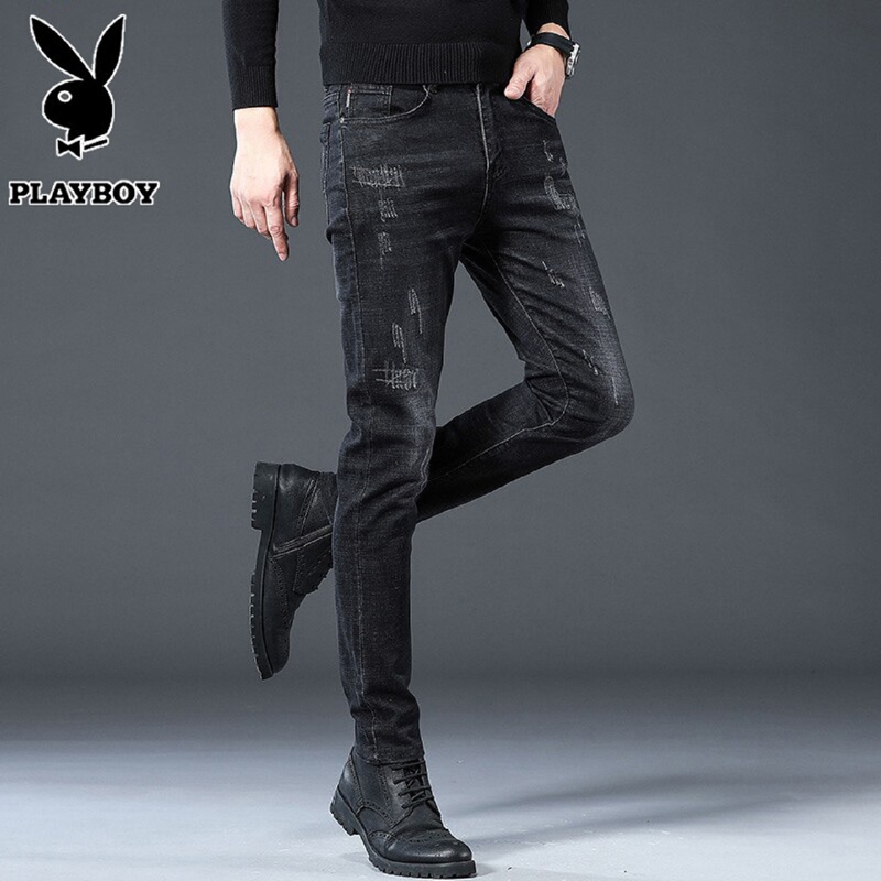 Playboy 2026 Summer Thin Jeans Men's Slim Fit Stretch Skinny Pants Casual Straight-Leg Spring and Autumn Men's Pants