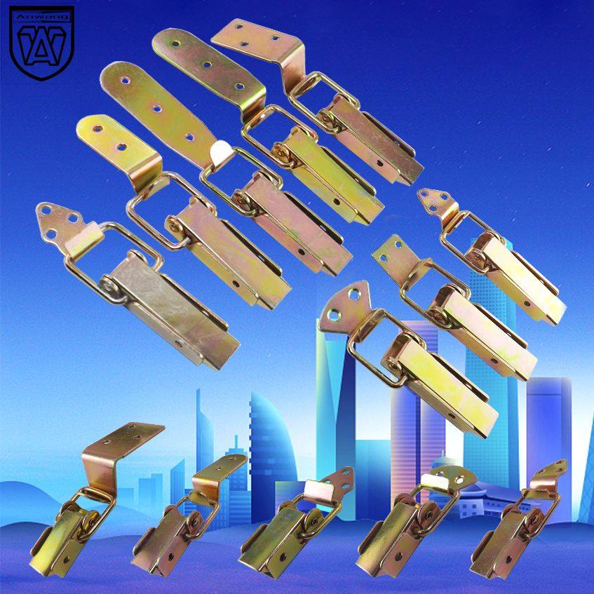 505506507 iron plated colored zinc wooden case with lock catch toolbox bag buckle duckbill buckle enclosure Industrial buckle