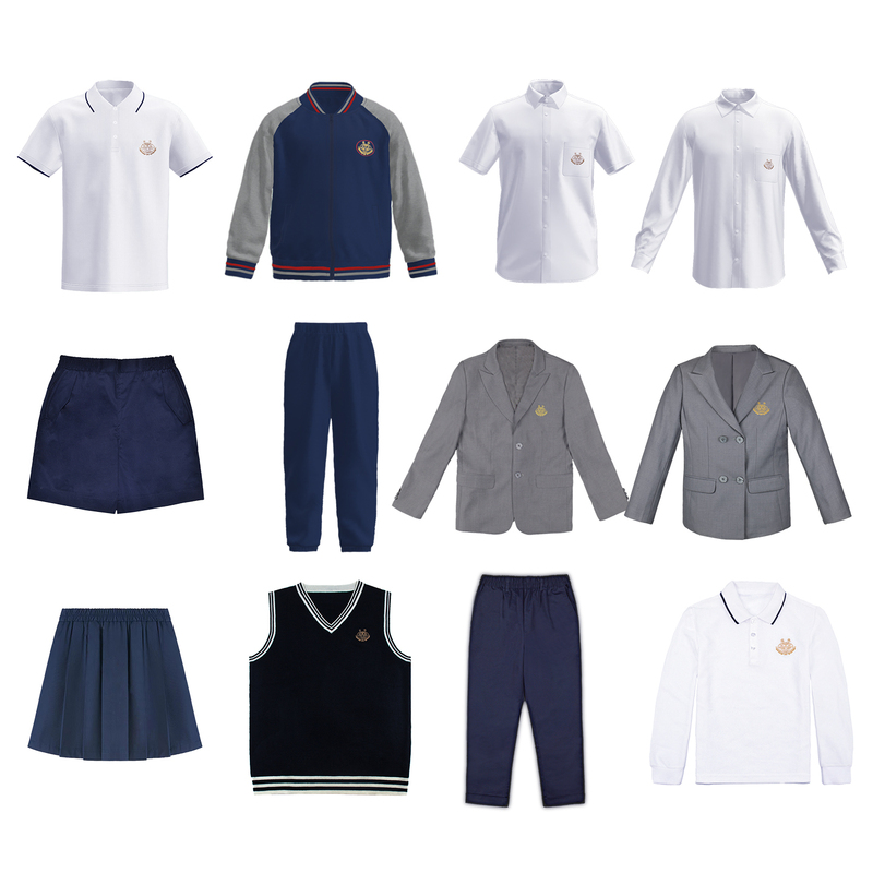 Donghua Primary School Series Set of School Uniforms: Winter Sports Jacket, Long Pants, Long and Short Sleeve Shirts, Short Sleeve T-Shirts, Sweaters, Dress Pants