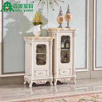 Eurostyle Marble Face Wine Cabinet Solid Wood Living Room Single Door Tea Water Cabinet Locker TV Small Side Cabinet Show Partition Cabinet